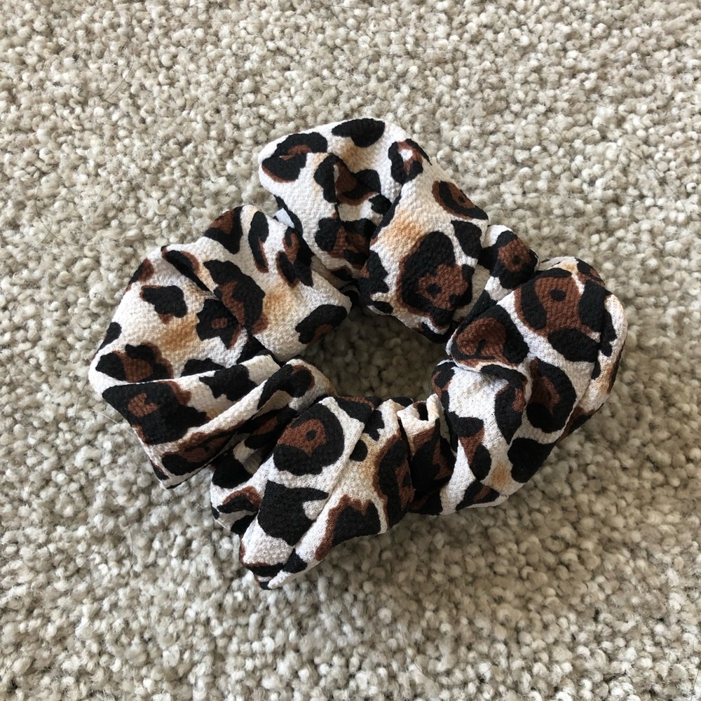Leopard Cheetah Scrunchie White Brown Black